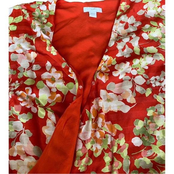 J.Jill Red Floral Wrap Mini Short Sleeve dress size S - Picture 14 of 16